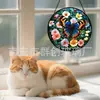 Colgante de Cristal de Mariposa Cruzada y Flores Silvestres Adorno de Cristal para Colgar en Casa Decoración de Ventana Atrapasoles para Jardín