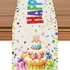 Camino de mesa transfronterizo nuevo de Amazon para fiestas de cumpleaños, globos, cintas, estampados de pasteles, textiles para el hogar exquisitos y creativos