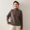 Deusa Elegante~Suéter de Cashmere com Fio Floral para Mulheres, Suéter Engrossado com Gola Meia-Alta, Camisa Básica de Tricô Solta