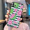 Funda para teléfono móvil con diseño de sandía, color verde fresco y tierra roja, compatible con iPhone 15.