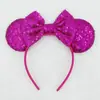 Faixa de Cabeça Cabeça do Mickey Transfronteiriça com Laço de Lantejoula Vermelha Orelhas do Mickey Cor Sólida Acessórios de Cabelo Prontos para o Parque para Brincar