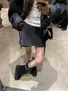Falda Gris Retro Coreana de Dos Piezas Falsas para Mujer en Otoño e Invierno Nuevo Diseño Delgado de Cintura Alta Pantalones Sexy que Cubren la Cadera