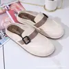 Nuevo Otoño Media Bota Moda Casual para Niñas Suela Plana Ropa de Exterior Slip-On Sandalias de Punta para Mujer con Botones Zapatos para Mujer