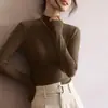 Capa base de punto de cuello alto para mujer 2026 Nuevo Otoño/Invierno Ropa interior Cuello medio alto Forro polar Manga larga Sentido del diseño Capa base