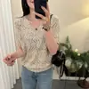 Suéter Tricô Jacquard com Decote V Vazado para Mulheres, Novo Estilo Primavera e Outono, Blusa de Manga Longa em Fio Floral, Peça Básica Estilosa e Atraente