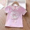 Camiseta de Manga Corta para Niña 2025 Nuevo Estilo Verano Niños Transpirable Lindo Dibujo Animado Conejito Top de Verano Moderno