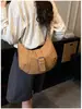 Bolso Retro Mate Estilo Motociclista para Mujer 2026 Nuevo Bolso de Hombro para Viajero Bolso de Media Luna para Debajo del Brazo Bolso Cruzado Versátil Tipo Bollo