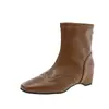 Botines estilizados de tacón alto y punta cuadrada, estilo retro, efecto adelgazante, botines cortos de moda con detalles tallados, botines sencillos para mujer, nuevo estilo versátil para 2026