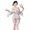 Cárdigan Kimono de Tul Suave con Estampado de Mariposas Sexy Semitransparente con Cordones y Escote en V Profundo Pijama Pure Lust