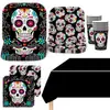 Día de Muertos Mexicano Calavera de Azúcar Colorida Set de Vajilla Desechable para Fiesta Platos de Papel Vasos de Papel Suministros de Decoración para Festival