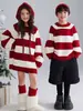 Suéter para Irmãos, Roupa Infantil de Natal, Jaqueta de Bebê Vermelha Tricotada Versátil, Blusa Grossa de Ano Novo para Irmão e Irmã, Gola Redonda