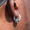 Brincos Stud Masculinos Estilo Hip-Hop da Moda em Formato de Estrela com Strass, Fecho de Rosca Clip-On Versáteis da Moda Brincos Redondos de Luxo