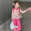 Conjunto de Niña 2026 Nuevo Estilo Verano Encaje Sin Mangas Top Floral para Niñas Pequeñas y Bebés, Conjunto Casual de Dos Piezas