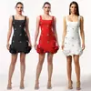 C7593 Moda Europeia e Americana Transfronteiriça Aliexpress Amazon Vestido Elegante Elegante com Strass Enrolado no Braço Saia Curta
