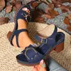 Sandalias de tacón grueso de comercio exterior europeo y americano para mujer, nuevo modelo de verano 2026, sandalias de tacón alto de talla grande transfronterizas, zapatos casuales para mujer