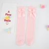 Calcetines para niños, primavera y otoño, de algodón, para niñas, con lazo grande, para bebés, estilo coreano, por encima de la rodilla.