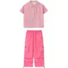 Ropa Trendy Infantil de Street Dance Niños y Niñas Marca Hip-Hop Traje Holgado Pantalones Cargo Hip-Hop Atuendo de Presentación Verano