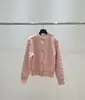 Nuevo Cardigan de Punto Holgado Jacquard Estilo Perezoso Casual de Manga Larga Redondo Rosa Retro 2025 para Mujer