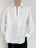 Camisa de Manga Longa Listrada Plissada Estilo Hong Kong para Homens, Estilo Ascético, Design Casual de Alto Padrão, Camisa com Cordão de Nicho, Jaqueta Fina