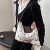 Bolso Estampado para Mujer 2025 Nuevo Otoño e Invierno Vintage Gran Capacidad Hombro Viajero Punto Ondulado Moda Versátil Bolso Tote Casual