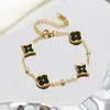 Nuevo Estilo Aceite Goteando Trébol de Cuatro Hojas Jiamai Versión Alta Pulsera de Acero de Titanio con Trébol de Cuatro Hojas Pulsera Cuadrada Redonda Fresca de Lujo Ligero para Mujer