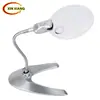 Espelho Grande de 130mm com Luz LED de Mesa, Tubo Metálico Flexível, Lupa para Leitura de Livros, Reparo e Inspeção de Chips Eletrônicos