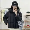 Chamarra de plumas para mujer con capucha, corte holgado, moda de invierno 2026, engrosada, patrón de ondas, cálida, plumón de pato blanco, estilo casual, abrigo acolchado