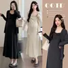 En stock: Conjunto de vestido de otoño para maternidad 2026 nuevo estilo vestido lencero de maternidad + cárdigan conjunto elegante de dos piezas para mujeres embarazadas
