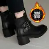 Botas Martin femininas estilosas, nova coleção outono/inverno 2026, forradas com fleece, versáteis, confortáveis, antiderrapantes, com sola macia, face macia, botas de algodão com salto médio para mulheres
