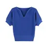 Blusas Femininas Novo Estilo Viagem Malha Fina Gola V Manga Curta Roupas de Verão 2026 Transmissão ao Vivo Dropshipping Distribuição