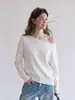 Top asimétrico de hombros descubiertos, suéter de punto blanco para mujer, nuevo estilo coreano de primavera, suéter único y hermoso de manga larga 9422