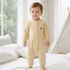 Macacão de bebê para primavera, outono e inverno, roupas quentes para engatinhar para meninos e meninas, macacão de seda e cashmere para recém-nascidos com zíper bidirecional