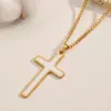 Colar Cruz de Aço Inoxidável Transfronteiriço, Novo Pingente à Prova d'Água de Aço Titânio Ouro 18K, Acessórios Estilo Europeu e Americano Que Não Desbotam