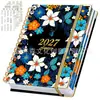 Suministro Exclusivo Transfronterizo de Agenda 2027 A5 Encuadernada con Grapas Inglés Cuaderno Estampado Floral Leopardo Libro de Registro de Reuniones de Oficina