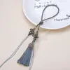 Cuerda de Mano Nudo Chino Colgante de Borla Estilo Tíbet Accesorios Lanyard para Teléfono DIY Colgante para Coche Colgante de Borla con Perla Dorada