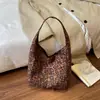 Bolsa de Tote Estilo Perezoso Otoño Invierno Estampado de Leopardo Retro Nueva para Mujer Coreana de Nicho Gran Capacidad Bolso de Hombro Casual Bolso de Axila