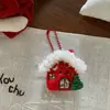 Ins Coreano Novo Desenho Animado Vermelho Enfeites de Natal e Ano Novo Chaveiro de Corrente de Contas Fofo Pingente de Bolsa Versátil para Mulheres