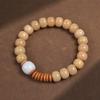 Duobao molienda seca material antiguo meteorización pulsera raíz de Bodhi jade blanco estilo Xingshi enrollado suave hombres y mujeres pulsera de cuentas de Buda sosteniendo