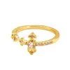 Anillo de Flor de Iris Inspirado en Diseño Transfronterizo, Flor de Cruz de Circonita Vintage para Hombres, Anillo Ajustable de Lujo Ligero de Nicho de Alta Gama
