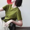 Celebre o Caimento Perfeito: Algodão Lyocell Tencel, Macio e com Caimento Fluido, Modelagem Ampla, Camiseta Regular de Manga Curta para Mulheres, Top Fresco de Verão