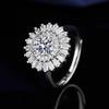 Europeo y Americano Transmisión en Vivo Nuevo Lujo Diamante Completo Imitación Moissanita Un Quilate Girasol Apertura Anillo Ajustable Anillo para Mujer