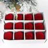 Bolas de Natal Flocadas Transfronteiriças 6cm/12 Peças, Enfeites de Árvore de Natal de Formato Único, Conjunto de Feriado de Natal de Plástico Aveludado, Estilo Europeu
