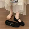 Em estoque~Sapatos femininos elegantes estilo francês com solas macias que não cansam os pés, sapatilhas femininas redondas da moda, sapatos Mary Jane