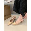 Sandalias de Tacón Alto Cerradas Estilo Francés para Mujer, Nuevo Modelo Verano 2026, Punta Fina, Corte Bajo, Zapatos sin Talón Estilo Hada
