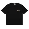 Camiseta de Manga Corta de Alta Calidad Rhude Diamante Color Sólido Estampado de Letras para Hombre y Mujer, Nueva de Verano 2024