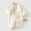 Macacão de Bebê Primavera e Outono Acolchoado Espesso Roupão de Bebê Recém-Nascido Roupa Quente de Três Camadas Roupa para Bebê Engatinhar