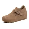 Zapatos Birkenstock Originales de Piel Modelo Nuevo 2026 con Tacón Oculto para Mujer, Completamente Cerrados, Forrados de Felpa, Zapatos para Mujer con Punta Amplia, Zapatos Slip-On de Punta Redonda