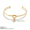Moda Europea y Americana Minimalista Estilo Ins Colgante de Número Incrustado con Circonita Pulsera Nudada Acero Inoxidable Pulsera Abierta Apilable en Forma de C