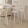 Mesa Alta Cor Creme para Uso Doméstico, Divisória de Parede, Mesa Casual Minimalista de Pernas Altas para Apartamento Pequeno, Mesa Alta e Cadeiras Brancas Puras para Sala de Jantar