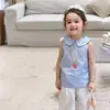 Conjunto de Roupa Infantil para Meninas, Roupa Casual de Verão Fina, Gola Peter Pan, Classe A, Colete e Calça Pantalona para Bebê Menina